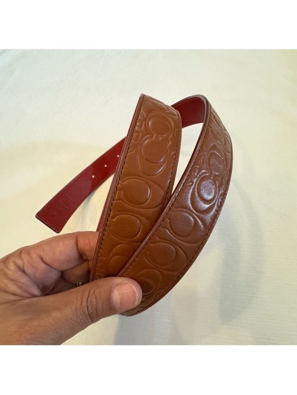 Coach Authentic Brown Embossed Leather Belt